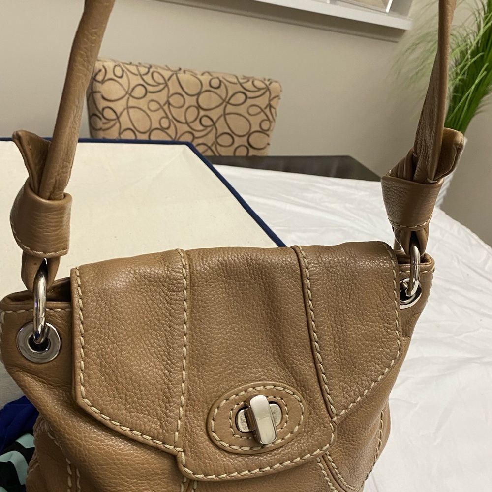 Tan leather crossbody bag